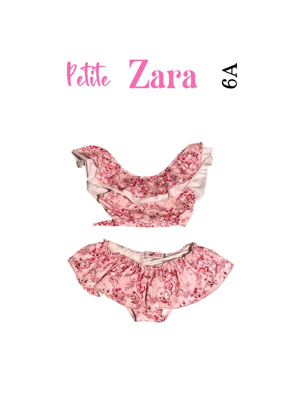 Zara Petite Floral Ruffle Two-Piece Swimsuit size 6